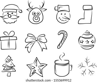 Christmas hand drawn vector set