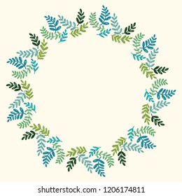 Christmas Hand Drawn Wreath with Round Frame for Cards Design Vector Layout with Copyspace Can be use for Decorative ,Invitations, Greeting Cards, Blogs, Posters, Merry Christmas and Happy New Year.