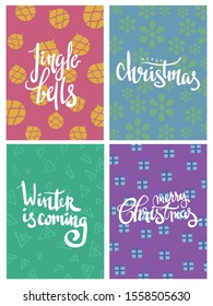 christmas hand lettering typography design with colorful background