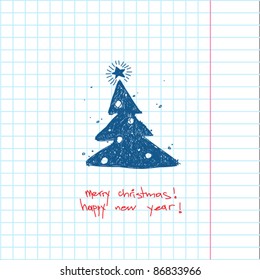 Christmas hand-draw card. Vector