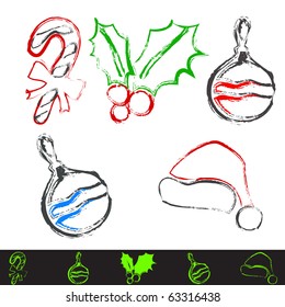 Christmas hand-draw icons. Vector.