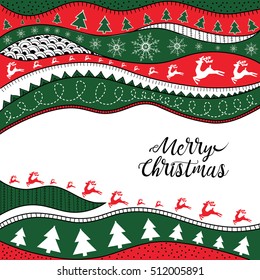 Christmas hand-drawn ethno pattern, tribal background. Merry Christmas design. It can be used for wallpaper, web page and others. Vector illustration.