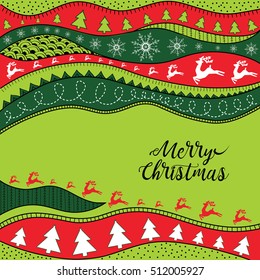 Christmas hand-drawn ethno pattern, tribal background. Merry Christmas design. It can be used for wallpaper, web page and others. Vector illustration.