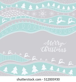 Christmas hand-drawn ethno pattern, tribal background. Merry Christmas design. It can be used for wallpaper, web page and others. Vector illustration.