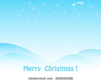 christmas hand-drawn light blue panorama with snowfall .  Winter   blue and white background.