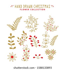 Christmas hand-drawn plants flat design