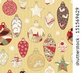 Christmas hand-drawn seamless pattern with filigree balls