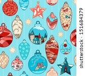 Christmas hand-drawn seamless pattern with filigree balls
