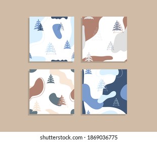 
Juego de tarjetas hechas a mano en Navidad. Ilustración vectorial.