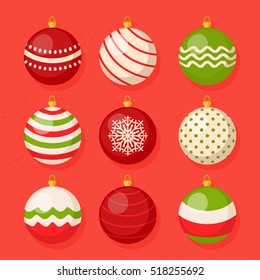 Christmas hanging ball vector collection set