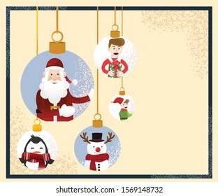 Christmas hanging cartoon Baubles background template