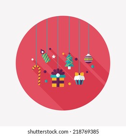 Christmas hanging flat icon with long shadow,eps10