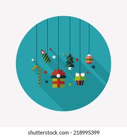 Christmas hanging flat icon with long shadow,eps10
