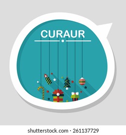 Christmas hanging flat icon with long shadow,eps10