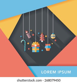 Christmas hanging flat icon with long shadow,eps10