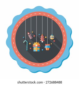 Christmas hanging flat icon with long shadow,eps10