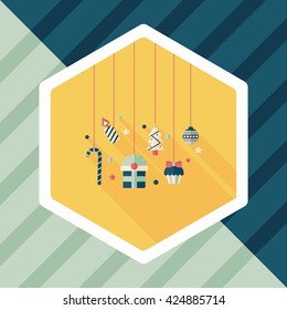 Christmas hanging flat icon with long shadow,eps10
