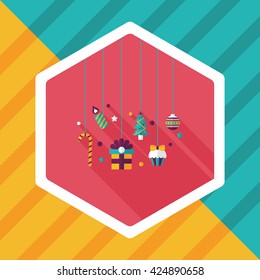 Christmas hanging flat icon with long shadow,eps10