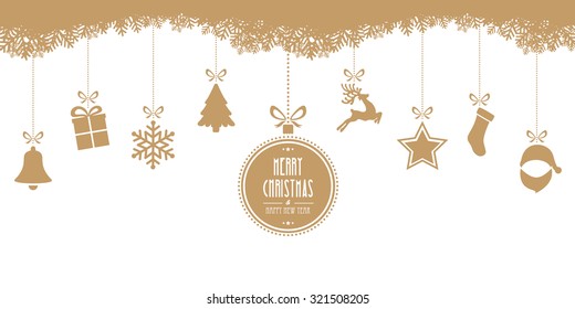 christmas hanging gold isolated background