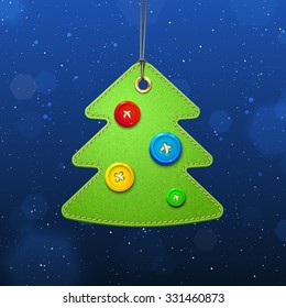 Christmas Hanging Label with buttons. Vector Illustration