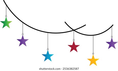 Christmas Hanging Light Decoration Isolated on White Background. Vector Illustration.