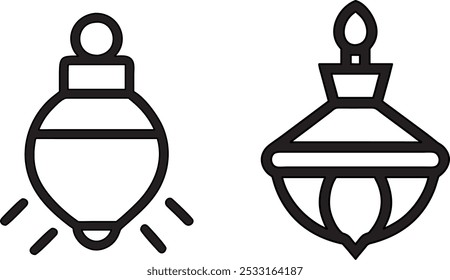 Christmas hanging light vector silhouette for illustration. 