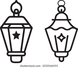 Christmas hanging light vector silhouette for illustration. 