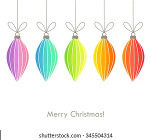Christmas hanging ornaments background. Vector illustration