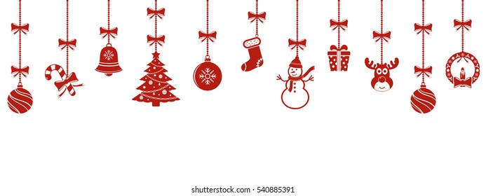 Christmas hanging ornaments isolated