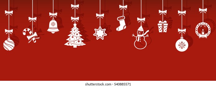 Christmas hanging ornaments with shadow vector background