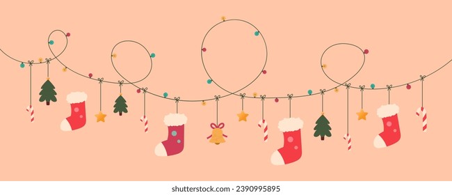 Christmas hanging ornaments are used to decorate cards, posters, web decorations and products during the Christmas holiday season