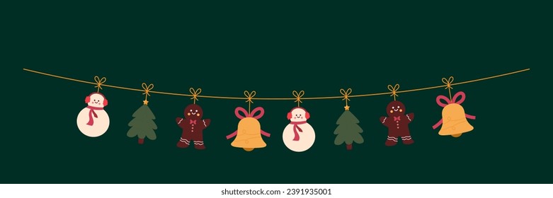 Christmas hanging ornaments are used to decorate cards, posters, web decorations and products during the Christmas holiday season