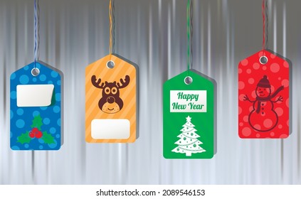 Christmas hanging sale tags vector set
