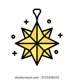 Navidades Ilustración vectorial de estrella colgante, icono de estilo lleno.