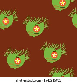 Christmas hanging toy on green Christmas tree. Abstraction.Pattern.Vector illustratio