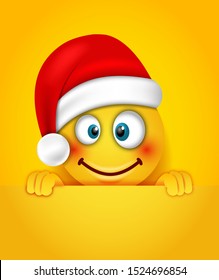 Christmas Happy Cheerful Emoticon in Santa Hat