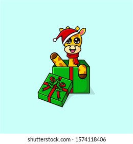 Christmas happy giraffe  in the box
