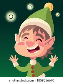 christmas happy helper with lights decoration green background vector illustration