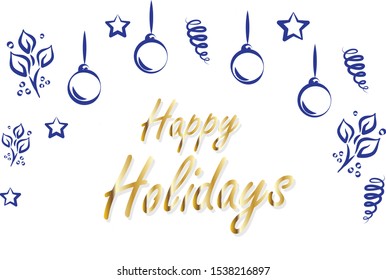 Christmas happy holidays lettering. Hand drawn lettering isolated on white background. Happy holiday calligraphy lettering. Trendy christmas text for logo, banner and greeting card. Christmas vector