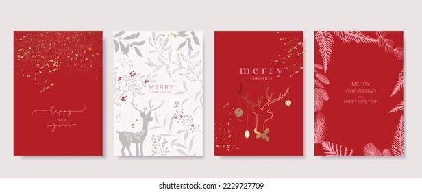 Christmas Happy Holidays, season's greetings and new year vector template with Christmas element decoration