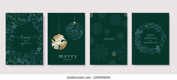 Christmas Happy Holidays, season's greetings and new year vector cards template with Christmas element decoration