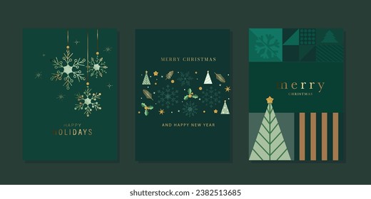 Christmas Happy Holidays, season's greetings and new year vector template with Christmas element decoration