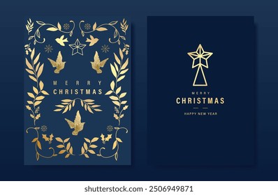 Christmas  Happy Holidays, season's greetings and new year vector template with Christmas element decoration