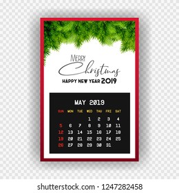 Christmas Happy new year 2019 Calendar May