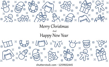 Christmas and Happy New Year background, christmas icons