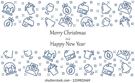 Christmas and Happy New Year background, christmas icons