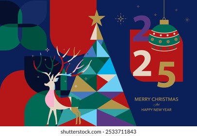 Christmas and happy new year background. horizontal banner design