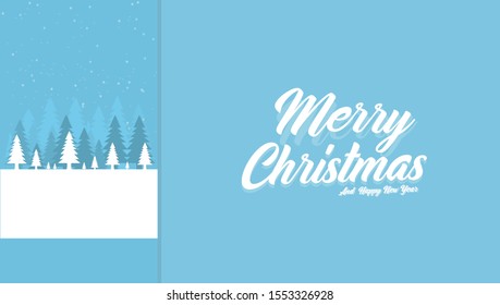 Christmas and happy new year banner on blue background illustration