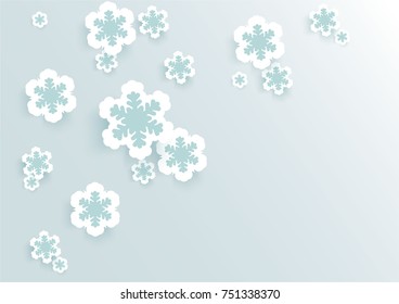Christmas or happy new year blue vector background with white snowflake