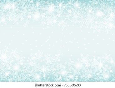 Christmas and happy new year blue vector background with white snowflake